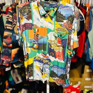 Polo by Ralph Lauren Green and Blue Casual Button Down Shirt